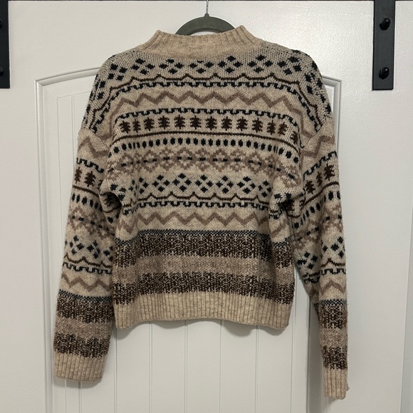 Gilli Beige and Brown Patterned Fall/Winter mock neck Sweater - Picture 4 of 6